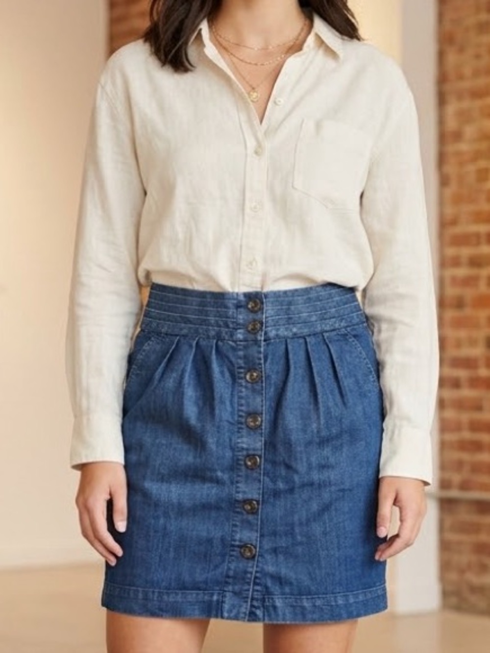 Anthropologie Pilcro Button Front Denim Mini Skirt Dark Wash Size 4